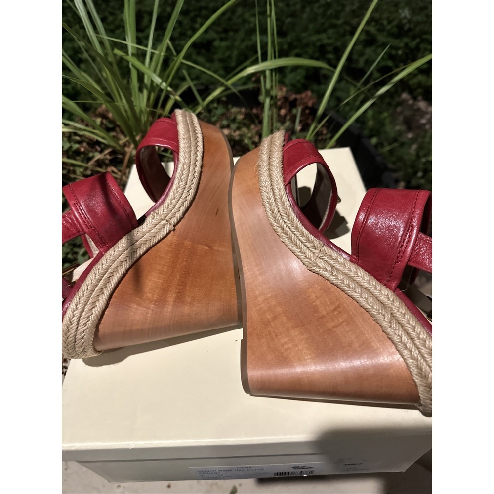 Coach Y2K Mariam Washed Tumbled Leather Crimson Wedge Turlock Hardware 7M - Picture 9 of 11